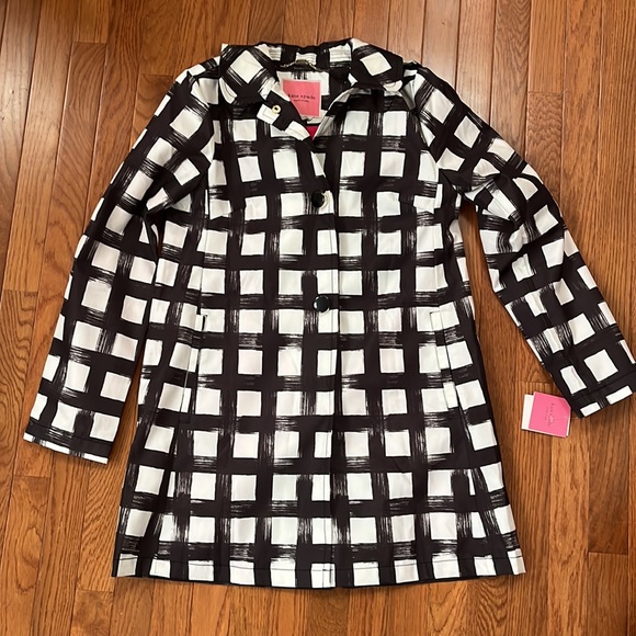 Kate Spade New York Women's Jacket X-Small Plaid Trench Raincoat Car Coat